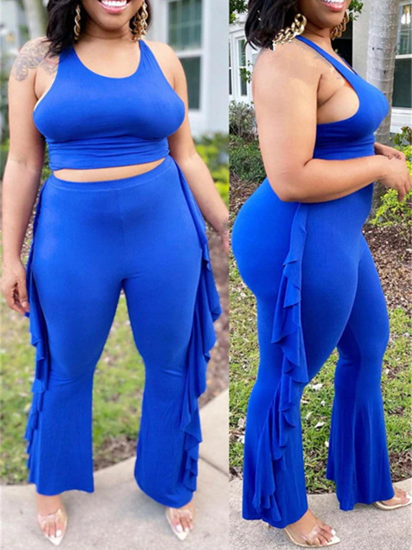 Blue plus size 2 piece