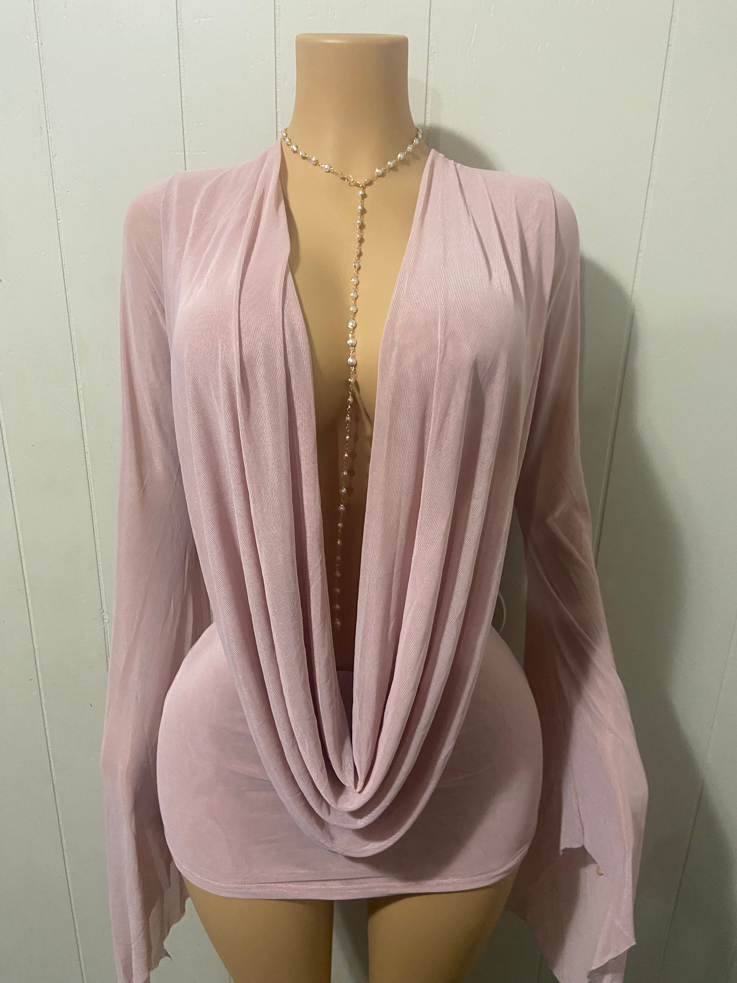 Deep Plunge Draped Mini Dress