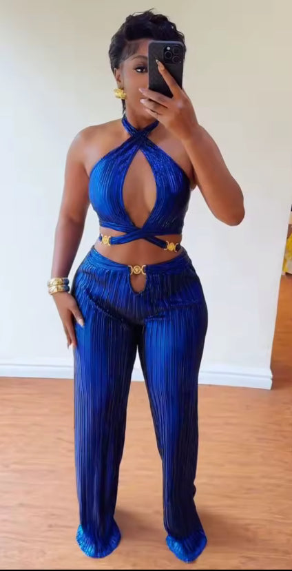 Two piece royal blue beachwear