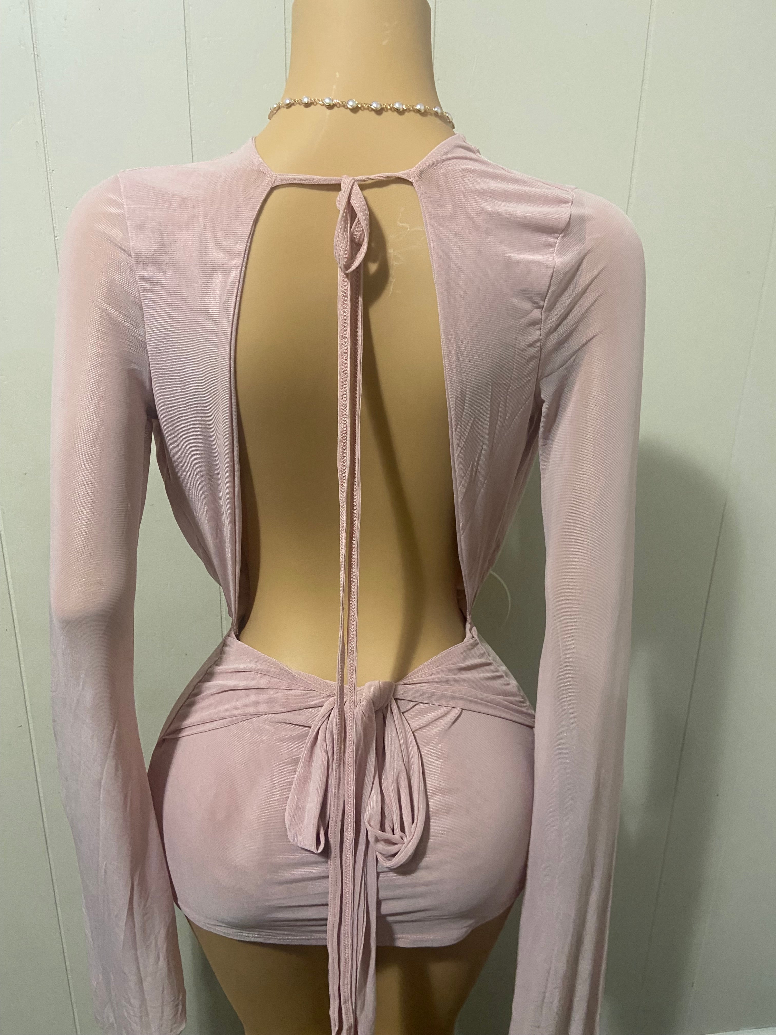 Deep Plunge Draped Mini Dress