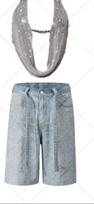 Sparkle & Shine Halter Denim Set ✨