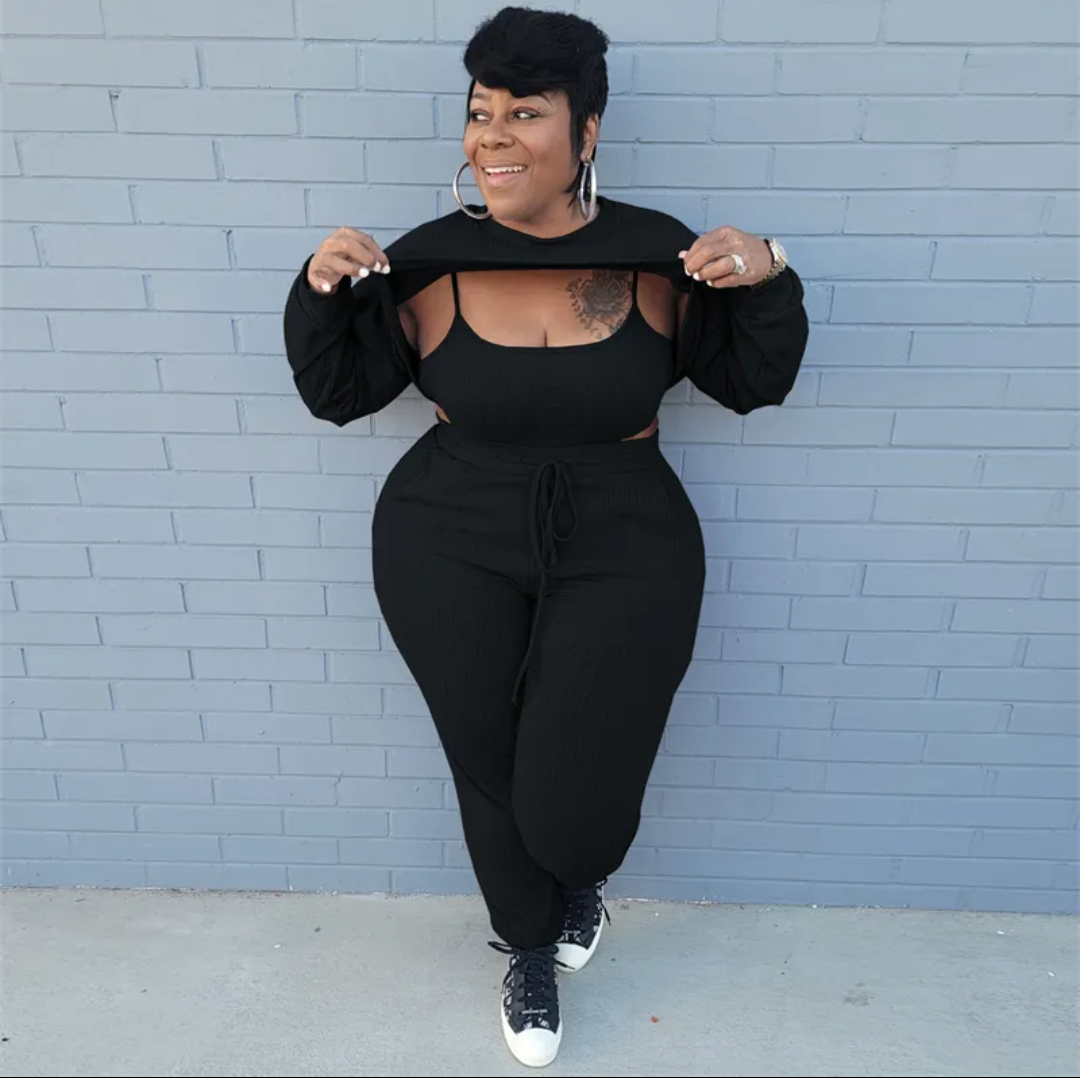 Streetwear Plus Size 3 Pieces Sets